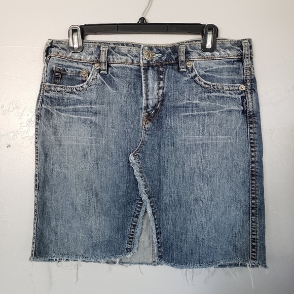 Silver Jeans Ana Women's 30 Denim Mini Skirt Blue Jean Y2K 90s - Picture 1 of 7
